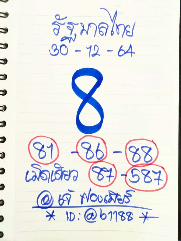 ภาพเลขเด็ดเจ้ฟองเบียร์ จากเพจ  เเพจ “เจ๊ฟองเบียร์ 888” หวยรัฐบาล งวดวันที่ 30/12/64