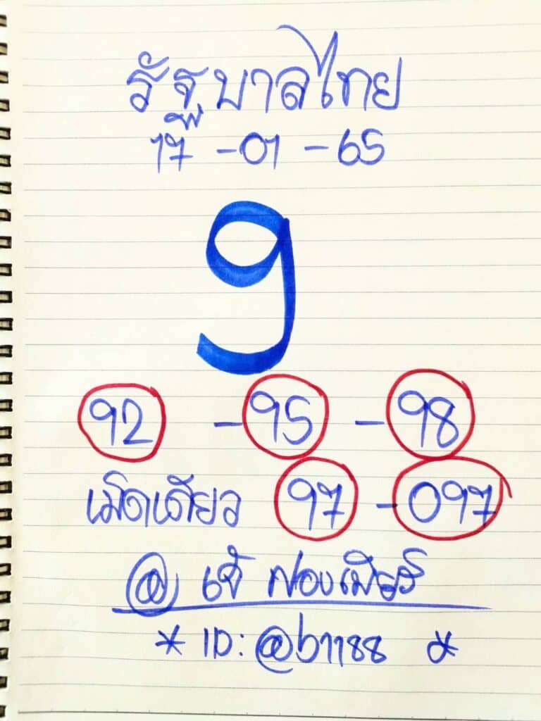 ภาพเลขเด็ดหวยรัฐบาลงวดนี้ “เจ้ฟองเบียร์”  งวดวันที่ 17/1/65 