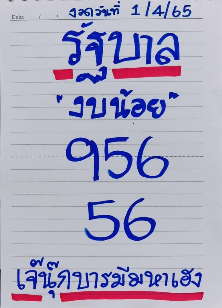 ภาพเลขเด็ด หวยรัฐบาล "เจ๊นุ๊ก" จากเพจ เจ๊นุ๊กสำนักเลขเด็ด2 งวดวันที่ 1/4/65