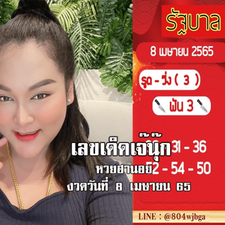 หวยฮานอยแม่นๆ ของ “เจ๊นุ๊ก” วันนี้ งวดวันที่ 8/4/65