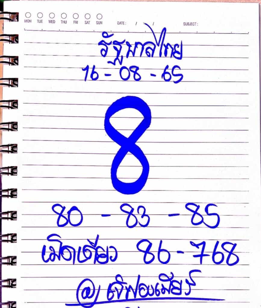 ภาพเลขเด็ดเจ้ฟองเบียร์ จากเพจ  เพจ “เจ๊ฟองเบียร์ 888” หวยรัฐบาล งวดวันที่ 16/8/65