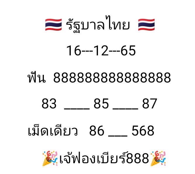 เลขเด็ดเจ้ฟองเบียร์ จากเพจ  เพจ “เจ๊ฟองเบียร์ 888” หวยรัฐบาล งวดวันที่ 16/12/65