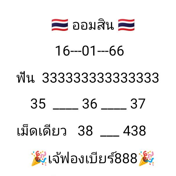 เลขเด็ด หวยออมสินงวดนี้ เจ้ฟองเบียร์ งวดวันที่ 16/1/66